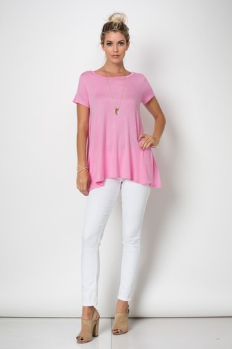 USA Women Casual Short Sleeve Round Neck A-Line T-Shirt Tunic Top S M L