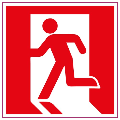 Fire EXIT RUNNING MAN Sinistra Rosso Segno//adesivi di salute e sicurezza di allarme di primo soccorso