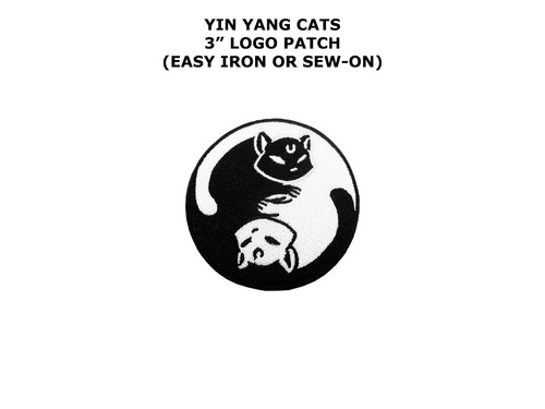 CAT YIN YANG WHITE AND BLACK EMBROIDERED IRON ON PATCH PATCHES SEW APPLIQUE DIY