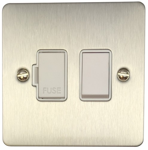 G/&H FSS57W Flat Plate Brushed Steel 1 Gang Fused Spur 13A Switched