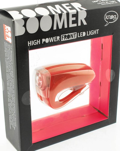 KNOG BOOMER /'12 Red 1 White LED Bike Headlight 25 Lumen 4 Mode 600m NEW