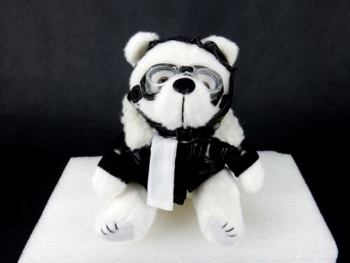 Goggles /& Helmet Black Faux Leather Jacket 6/" Plush White Biker Bear