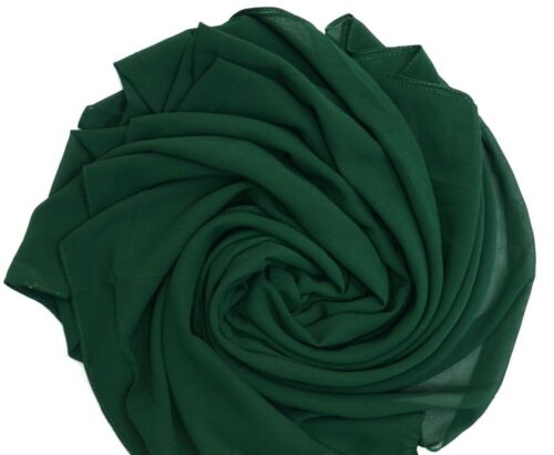 NEW Exclusive Chiffon Scarf Hijab High Quality Sarong Shawl Wrap Plain Georgette