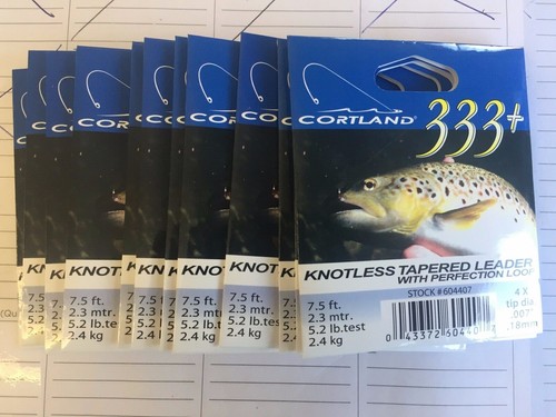 Cortland 4X 333 Leaders Knotless Tapered Leader W//Loop 604407 12 Leaders SALE
