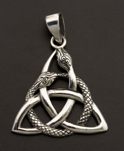 Pendant Irish Celtic Triquetra Ouroboros in Silver 925-4.3g-M35 25927