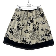 Kay Unger New York Floral Jacquard Midi Skirt Size 10 Black Beige Party Career