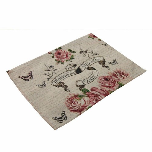 Eiffel Tower Insulation Cotton Linen Placemat Dining Table Mat Home Kitchen