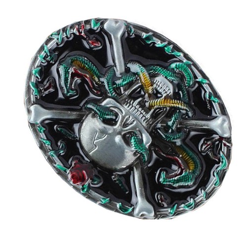 Vintage Skull Head Skeleton Snake Belt Buckle Beauty Cowboy Punk Rock Gothic