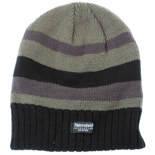 HA221 FLOSO Mens Striped Thermal Thinsulate Winter Hat 3M 40g