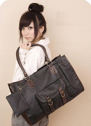 Ladies Women Leather Tote Shoulder Bag Handbag Satchel School Shopper