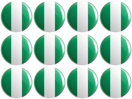 Federal Republic of 12 x Nigeria Flag BUTTON PIN BADGES 25mm 1 INCH Nigerian