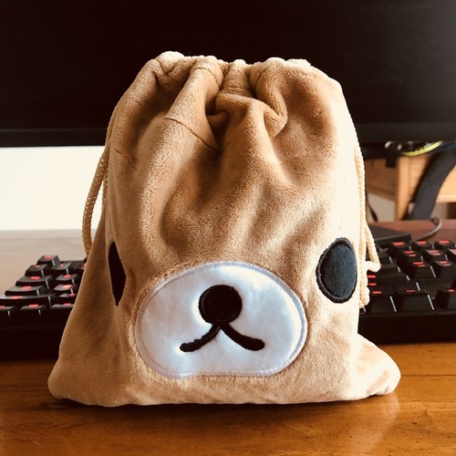 Rilakkuma bear fuzzy handbag drawstring POUCH bag makeup bags phone anime