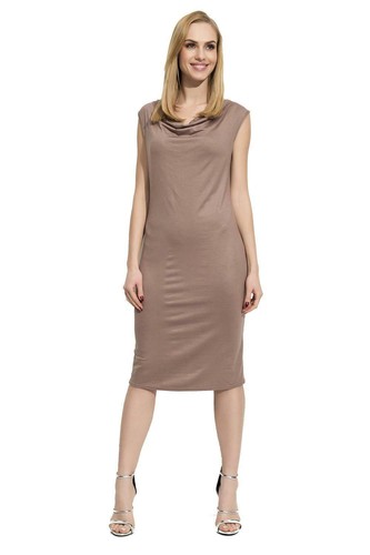Damen Klassisches Kleid Abendkleid Ärmellos Wasserfallausschnitt Gr S M L XL 36