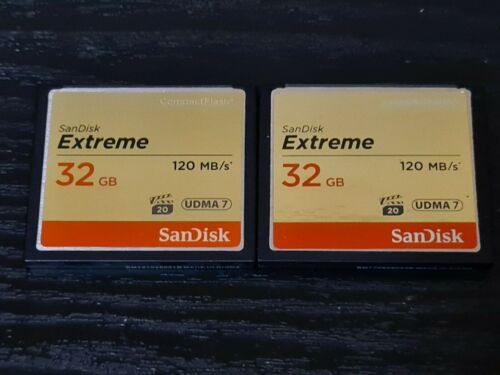2 x 32GB Sandisk Extreme 120MB//s UDMA7 CF Compactflash Memory Cards Bulk Job Lot