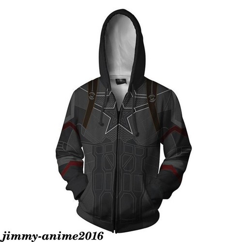 Avengers Captain America Men/'s Sweater Hoodie Costume Print zipper Coat Jacket