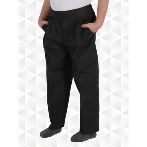 Boys// Kids Pull Up School Trousers Uniform Age 1-13Yrs Half Elasticated Teflon