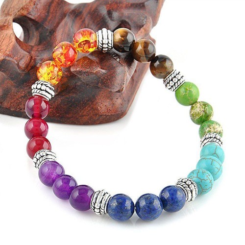 7 Chakra Guérison Équilibre Prière Perles Bracelet Lava Yoga Reiki Pierres de Noël