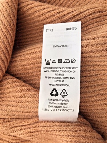 V By molto CAMEL Roll Collo A Coste Lavorato a Maglia Maglione posteriore più taglie 20 nwtags
