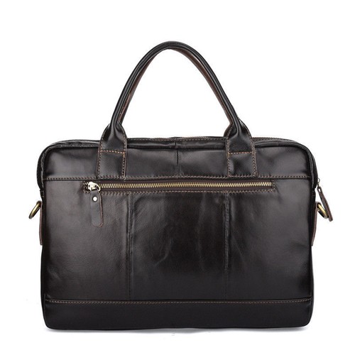 Cow Leather Retro Men Business Briefcase Bag Large Capacity Shoulder Laptop Bag