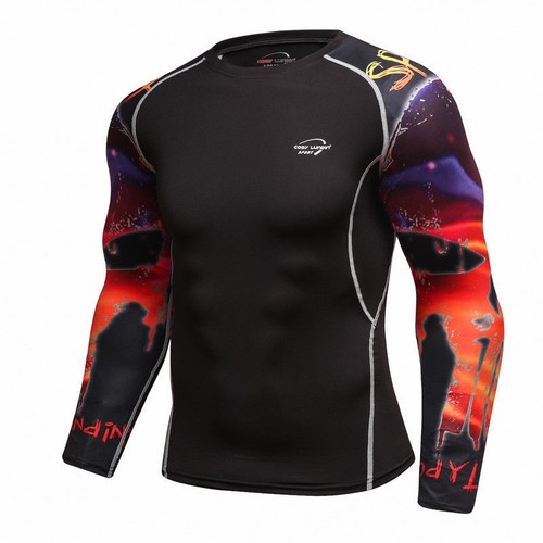 Men/'s Compression Tops Athletic Base Layer Moisture Wicking Gym T-shirt Printed