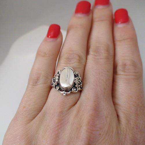 Tailles 6-10 Victorien Défiler poison ring-Argent Sterling 925 pilulier Bague NOUVEAU