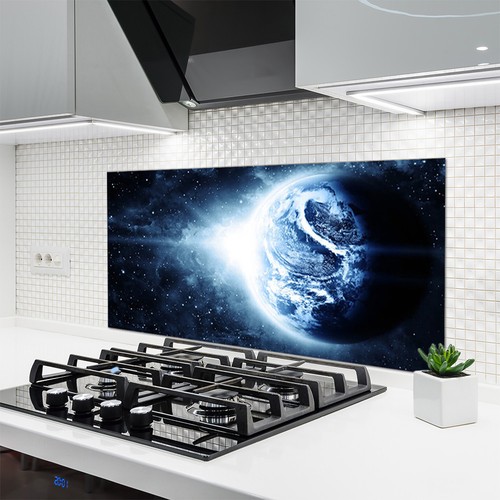 Fond de panier de cuisine en verre ESG anti-projections 120x60cm tour du monde l/'espace