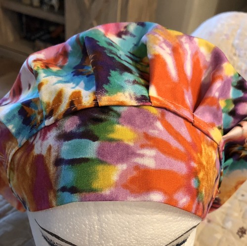 LADIES,WOMENS BOUFFANT STYLE SURGICAL Scrub Hat,FUN BRIGHT RETRO TIE DYE