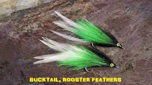 2 X Musky Pike Flies 12cm 5//0 Fly Fishing Freshwater Streamer Bucktail epoxy