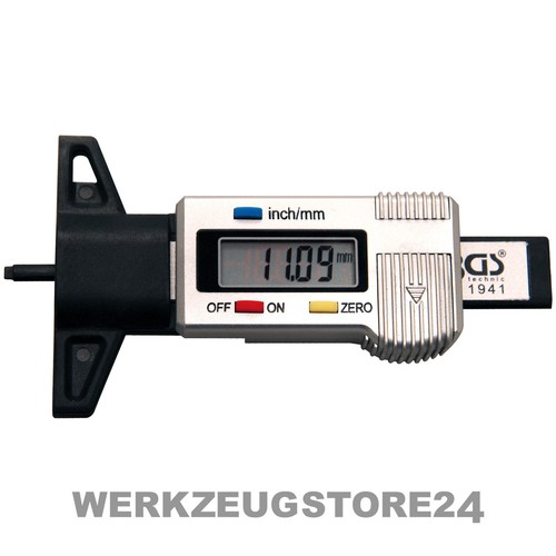 BGS Digital-Reifenprofil-Messschieber 1941 Zoll und mm Profiltiefe 0-28 mm