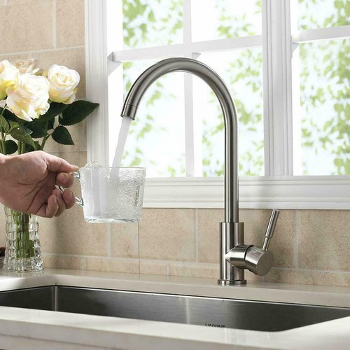 360° Kitchen sink faucet tap stainless steel handle swivel modern single lever