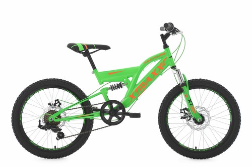 Kinderfahrrad 20/" Fully MTB Xtraxx 7-Gänge Grün-Orange RH 30 Cm KS Cycling 124K