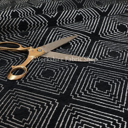 New Design Modern Sharp Geometric Pattern Black Silver Shine Upholstery Fabric
