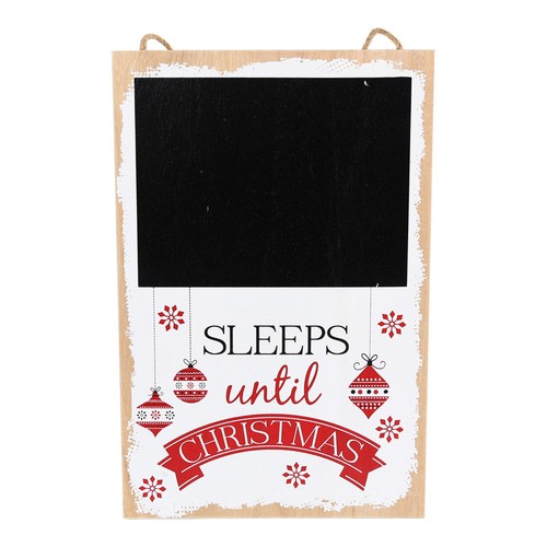 Sleeps Until Christmas Blackboard Sign Countdown Advent Wooden Decoration