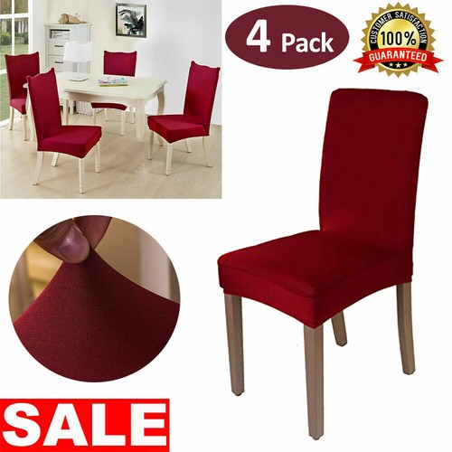 Fundas Para Sillas De Comedor Sala Spandex Rojo 4 Protector Cubiertas Elástica