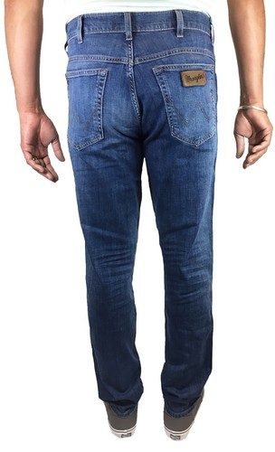 Wrangler Texas Stretch Jeans New Mens Regular Light Blue Bay Vintage Faded Denim