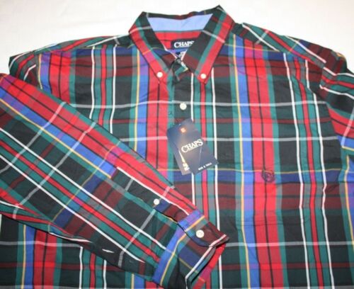 Blue Multi Chaps Mens Classic Fit Thick Striped Dress Shirt