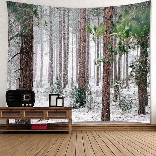 Forêt de neige Motif Tapisserie Art Mural Chambre À Coucher Tapisserie mur Home Decor