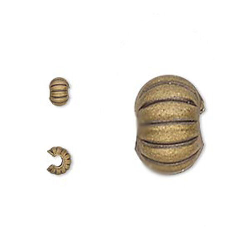 50 Corrugated Crimp Tube Bead Covers 3MM 4MM 5MM Gold Silver /& Gunmetal Plated
