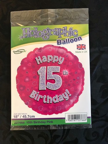 Holographic//Unique branded 13th-17th Birthday foil balloons pink