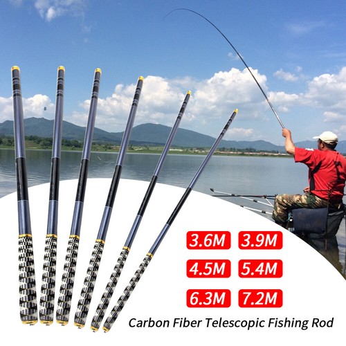 Kohlefaser Angelrute Teleskop Hand Pole 3.6m-7.2m Karpfenangeln Fishing Rod L//P