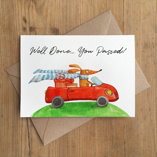 Well Done Driver/'s Licence Card Congratulations Driving Test Dachshund