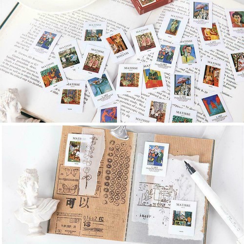 Berühmte Gemälde Briefmarken Boxed Aufkleber DIY Scrapbooking M5Z8