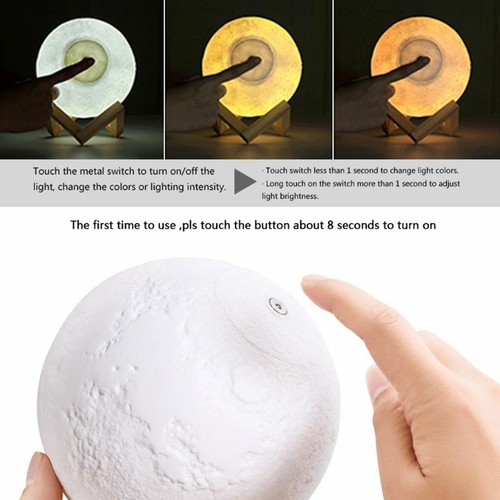 3D Printing LED Moon Lamp 16 LED Colors USB Remote /& Touch Control Rechargeable