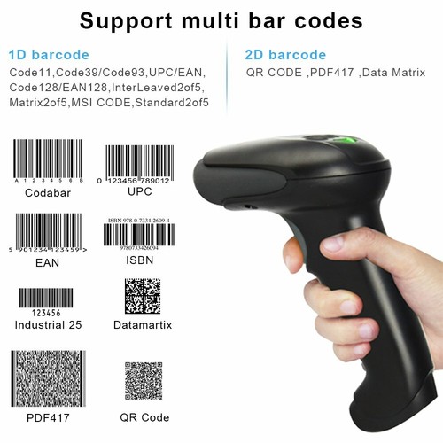 Wonsidary Bluetooth Wireless Barcode Scanner USB Cable Wireless 1D 2D