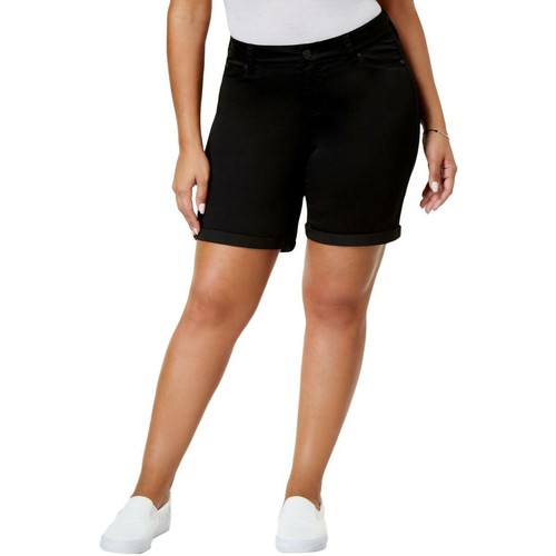 Celebrity Pink Womens Body Sculpt Black Denim Bermuda Shorts Plus 18 BHFO 8135