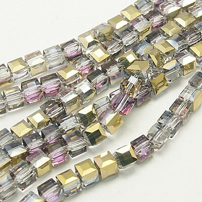 #9263 Plum 4x4mm Glasschliffperlen Würfel Cube 100St