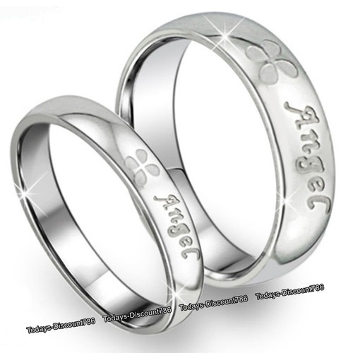 Angel Rings Engraved Promise Valentine l Gifts For Her Him Wife Couple Men Women