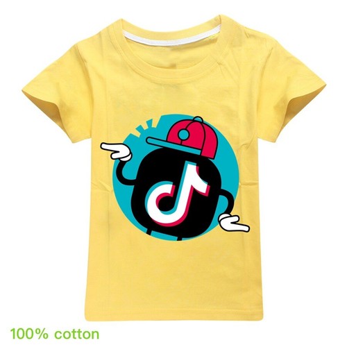 Boys Girls Kids Tik Tok Cotton Printing Short Sleeve T-shirt Summer Clothing Top