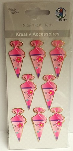 Sticker /"Schultüte rosa Zuckertüte Einschulung pink/" 3D Aufkleber Ursus