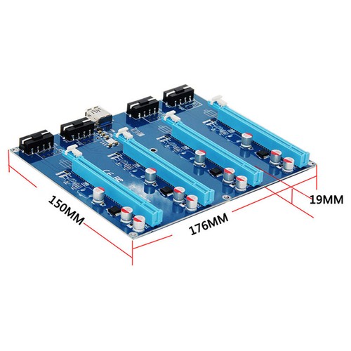 PCI-E X1 TO 4PCI-E X16 Kit 1 to 4 Port PCI Express Multiplier HUB Riser Card New